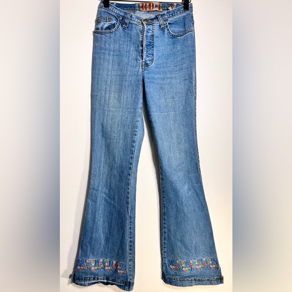 Harley Davidson Jeans Women’s Embroidered flowers button fly boot cut denim HD-1